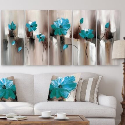 ” Turquoise Green Modern Flower Art “ - Chic Decora