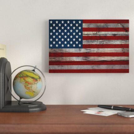 ” USA Flag On Wood Boards (U.S. Constitution Background) I ” by ICanvas - Chic Decora