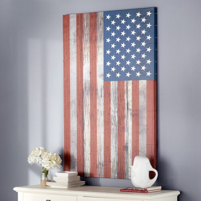 ” USA Flag On Wood Boards (U.S. Constitution Background) I ” by ICanvas - Chic Decora