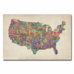 ” US Cities Text Map ” by Michael Tompsett - Chic Decora