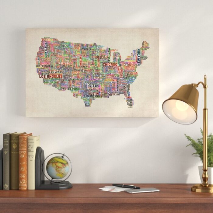 ” US Cities Text Map ” by Michael Tompsett - Chic Decora