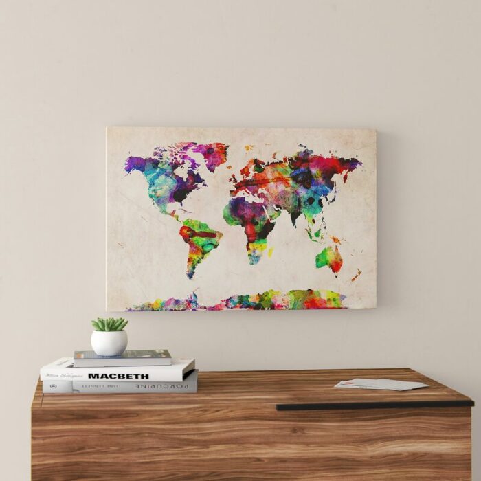 ” Urban Watercolor World Map ” by Michael Tompsett - Chic Decora