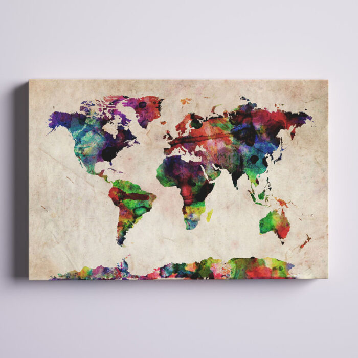 ” Urban Watercolor World Map ” by Michael Tompsett - Chic Decora