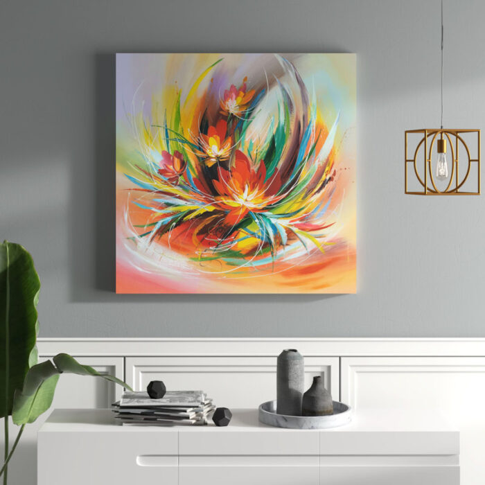 ” Vibrant Whirlwind Flower ” Painting Print - Chic Decora