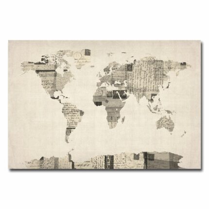 ” Vintage Postcard World Map ” by Michael Tompsett - Chic Decora