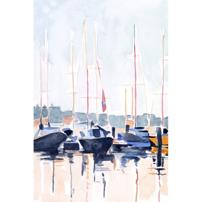 ” Watercolor Boat Club II ” by Emma Scarvey Painting Print - Chic Decora