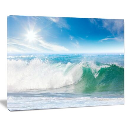 ” White And Blue Waves Under Sun Seashore “ - Chic Decora