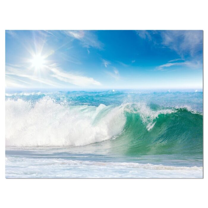 ” White And Blue Waves Under Sun Seashore “ - Chic Decora