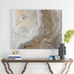 ” White Marble With Curley Gray And Gold Veins ” Painting Print - Chic Decora