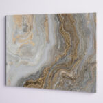 ” White Marble With Curley Gray And Gold Veins ” Painting Print - Chic Decora