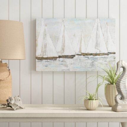 ” White Painted Sailboats ” Painting Print - Chic Decora