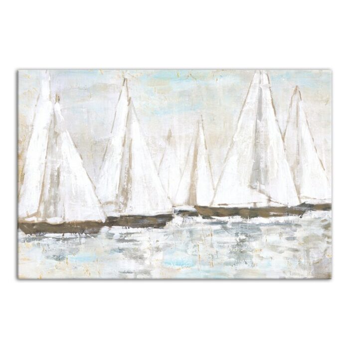 ” White Painted Sailboats ” Painting Print - Chic Decora