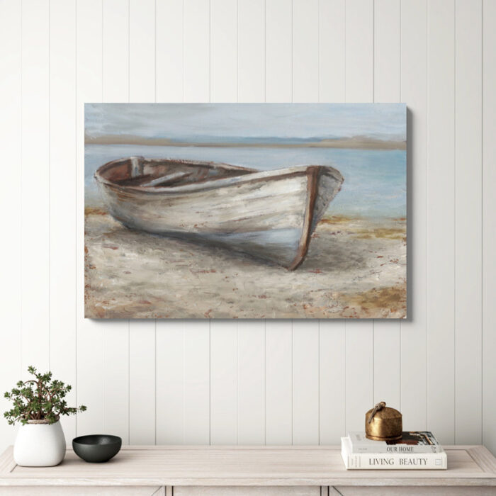 ” Whitewashed Boat I ” Painting Print - Chic Decora