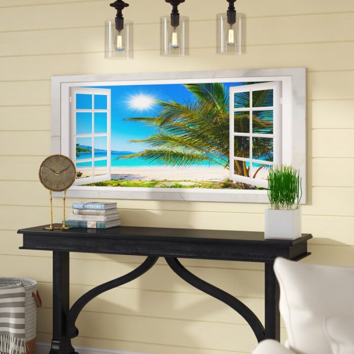 ” Window Open To Beach With Palm ” by Db-rus - Chic Decora