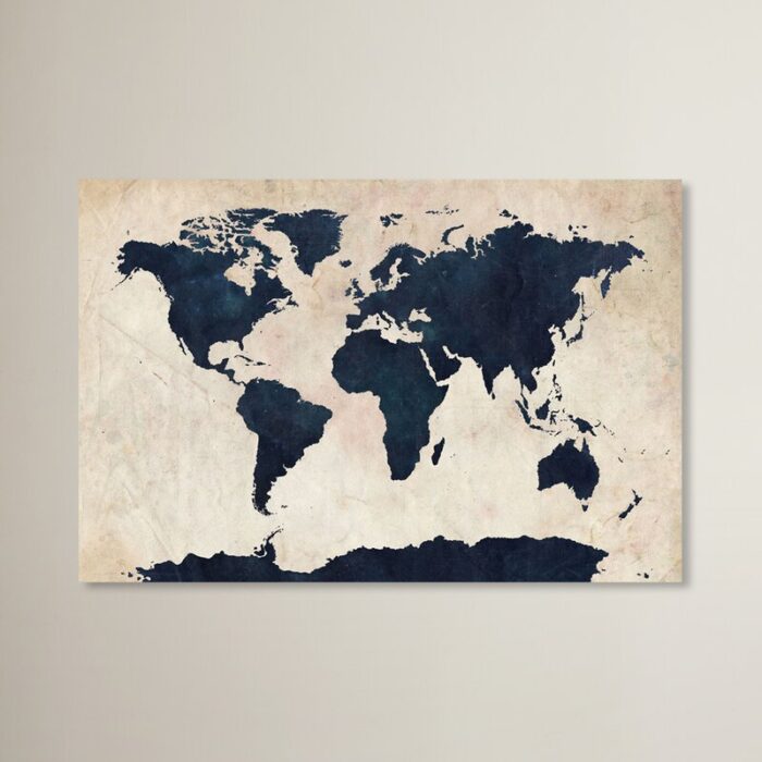 ” World Map – Navy ” by Michael Tompsett - Chic Decora