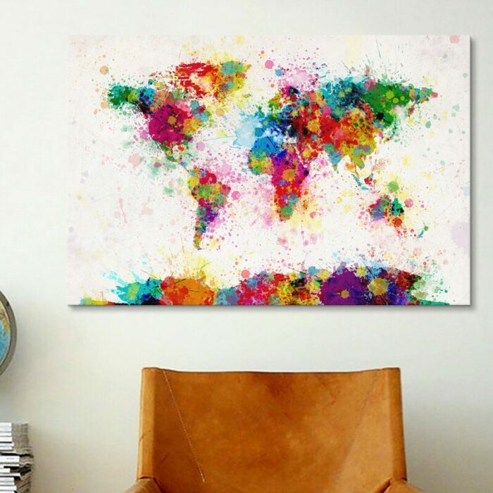 ” World Map Paint Drops III ” by Michael Tompsett - Chic Decora