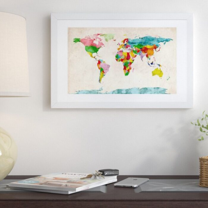 ” World Map Watercolors III ” by Michael Tompsett - Chic Decora