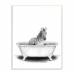 ” Zebra In A Tub Funny Animal Bathroom ” by Rachel Neiman - Chic Decora