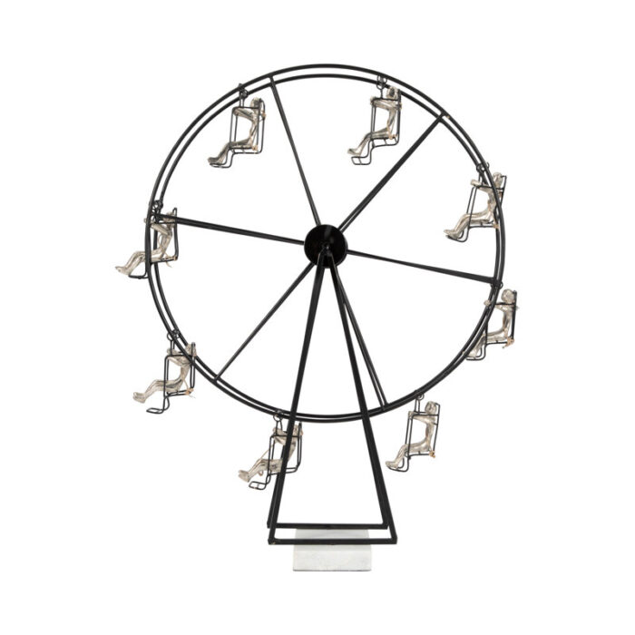 23″ Ferris Wheel Sculpture, Elegant Metal & Marble Design, Sophisticated Black Decor For Homes - Chic Decora