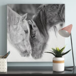 Black and White Horses VII’ Photographic Print on Wrapped Canvas - Chic Decora