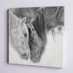 Black and White Horses VII’ Photographic Print on Wrapped Canvas - Chic Decora