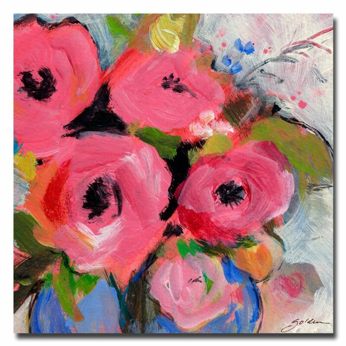 Bouquet in Pink’ Painting Print on Wrapped Canvas - Chic Decora