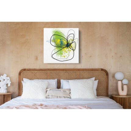 Citron Petals’ by Jan Weiss, Green Floral Abstract Fine Art Gallery Canvas Print - Chic Decora