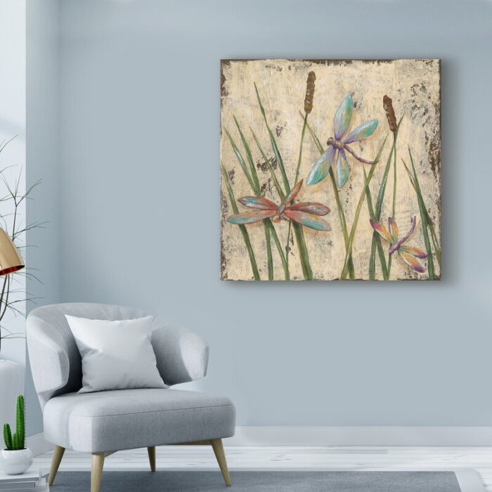 Dancing Dragonflies I’ Acrylic Painting Print on Wrapped Canvas - Chic Decora