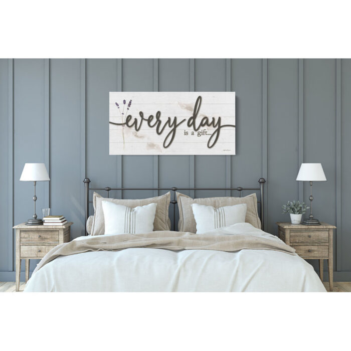 Everyday is a Gift’ by Susie Boyer, Lavender Flowers with Inspirational Quote Canvas Textural Wall Art - Chic Decora