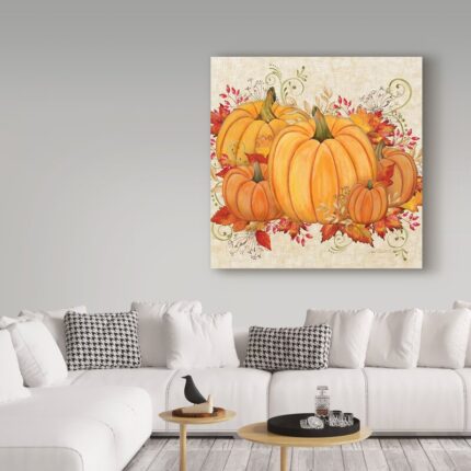 Fall Pumpkins’ Acrylic Painting Print on Wrapped Canvas - Chic Decora