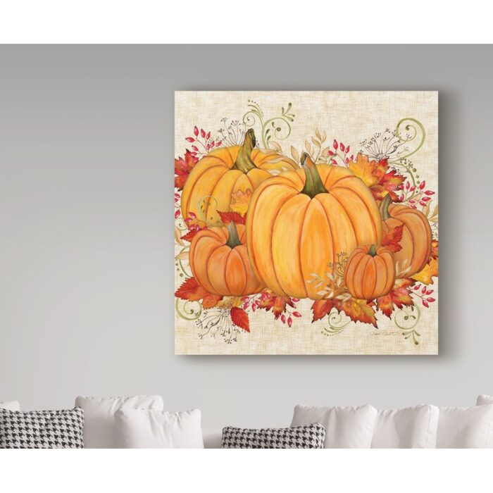 Fall Pumpkins’ Acrylic Painting Print on Wrapped Canvas - Chic Decora