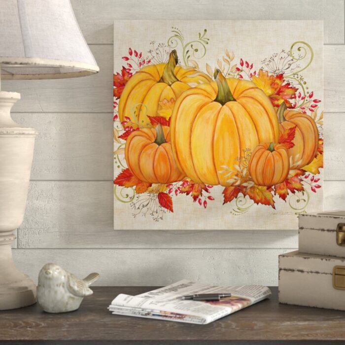 Fall Pumpkins’ Acrylic Painting Print on Wrapped Canvas - Chic Decora