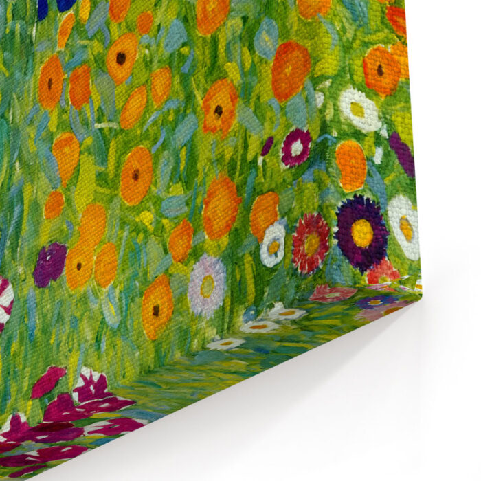 Farm Garden’ by Gustav Klimt, Colorful Wildflowers Fine Art Gallery Canvas Print - Chic Decora