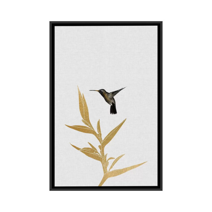 Hummingbird and FloWer I’ Graphic Art Print on Canvas - Chic Decora