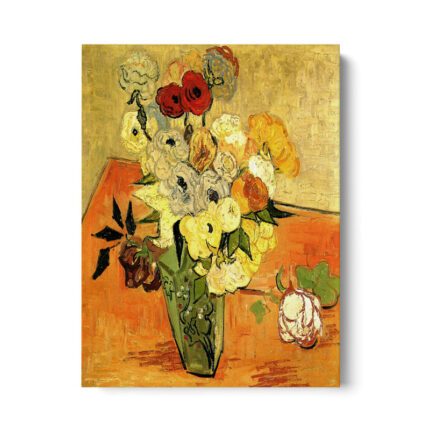 Japanese Vase with Roses and Anemones’ by Vincent van Gogh, Fine Art Gallery Canvas Print - Chic Decora