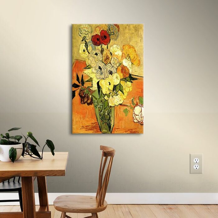 Japanese Vase with Roses and Anemones’ by Vincent van Gogh, Fine Art Gallery Canvas Print - Chic Decora