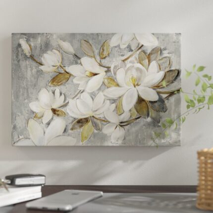 Magnolia Simplicity’ Graphic Art Print on Wrapped Canvas - Chic Decora