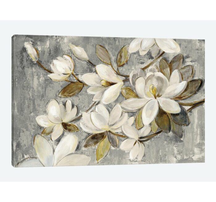 Magnolia Simplicity’ Graphic Art Print on Wrapped Canvas - Chic Decora