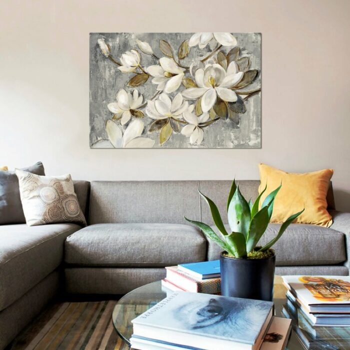 Magnolia Simplicity’ Graphic Art Print on Wrapped Canvas - Chic Decora