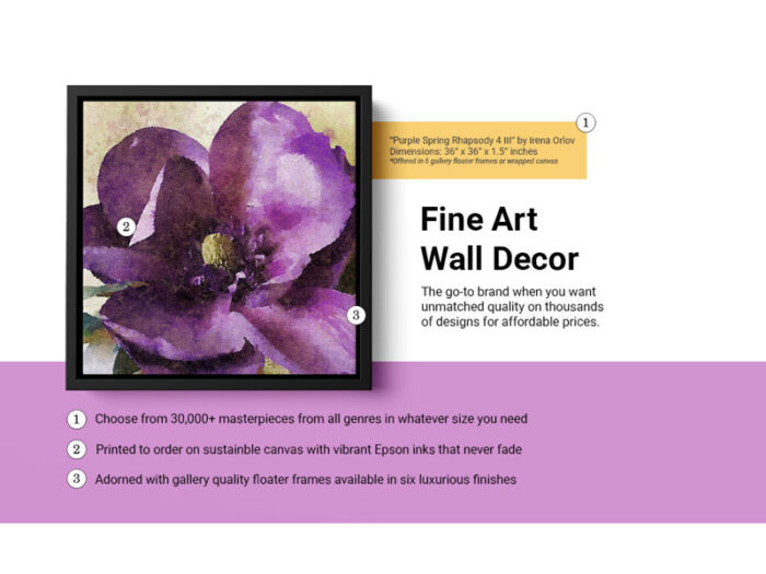 Purple Spring Rhapsody 4 III’ by Irena Orlov, Purple Floral Fine Art Gallery Canvas Print - Chic Decora