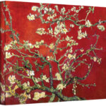 Red Blossoming Almond Tree’ by Vincent van Gogh, Red Botanical Tree Fine Art Gallery Canvas Print - Chic Decora