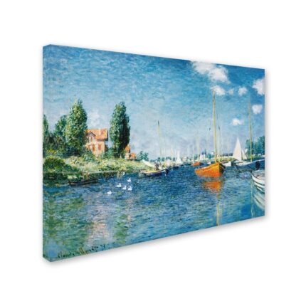 Red Boats at Argenteuil’ by Claude Monet Print on Wrapped Canvas - Chic Decora