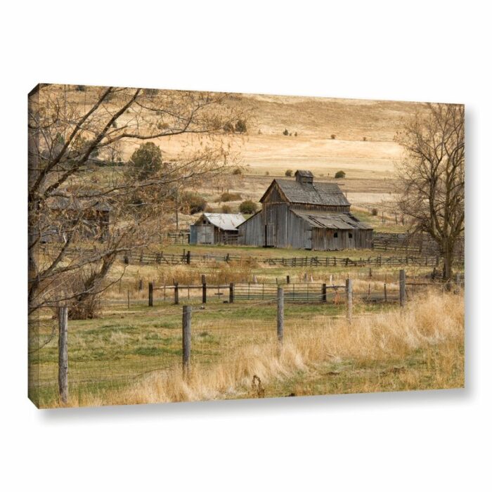 Roadside Barn’ by Ramona Murdock, Rustic Brown Modern Farmhouse Canvas Wall Art - Chic Decora