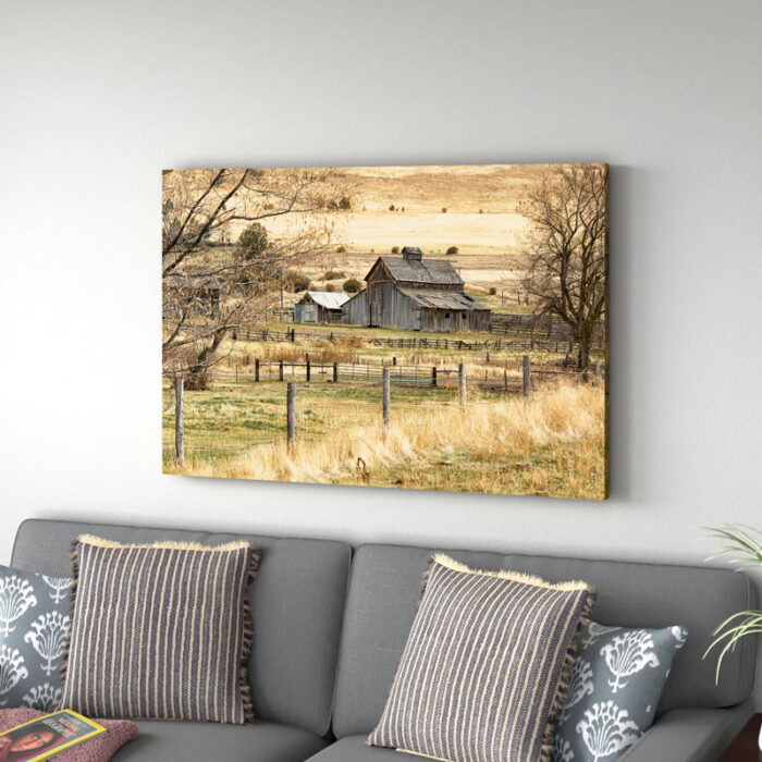 Roadside Barn’ by Ramona Murdock, Rustic Brown Modern Farmhouse Canvas Wall Art - Chic Decora