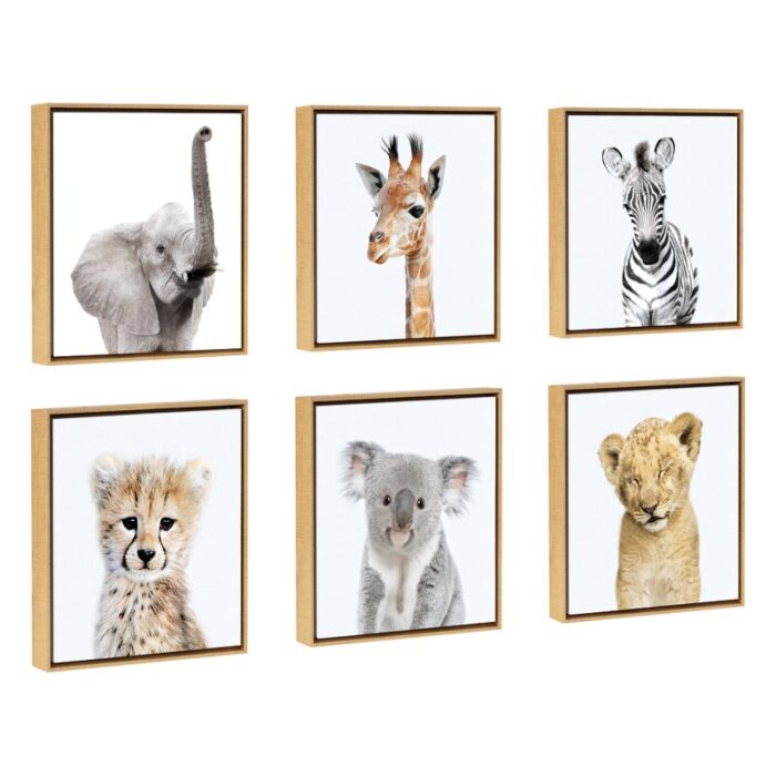 Safari Animals’ by Amy Peterson – Floater Frame Graphic Art Print on Canvas - Chic Decora