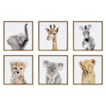 Safari Animals’ by Amy Peterson – Floater Frame Graphic Art Print on Canvas - Chic Decora