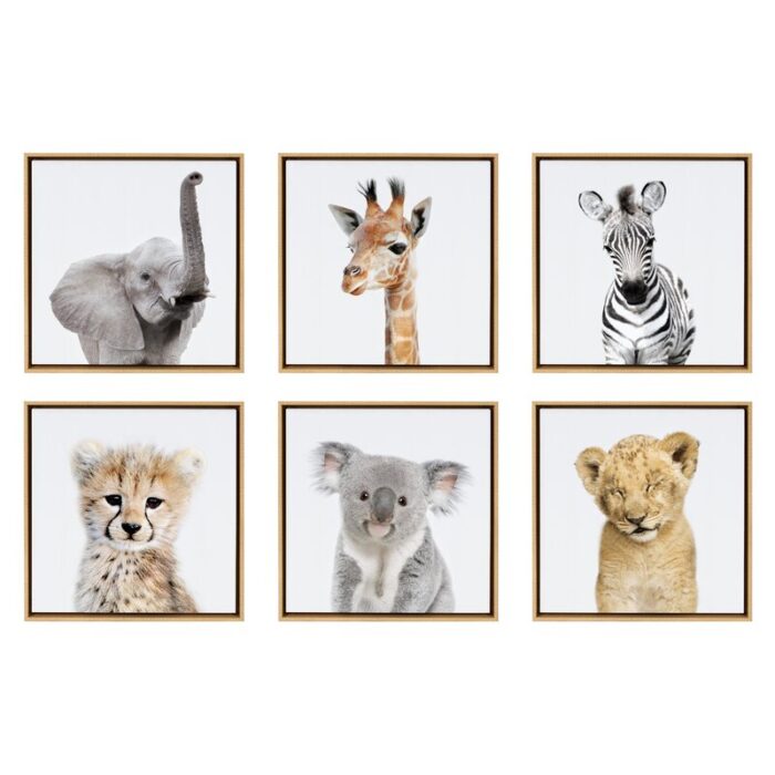 Safari Animals’ by Amy Peterson – Floater Frame Graphic Art Print on Canvas - Chic Decora