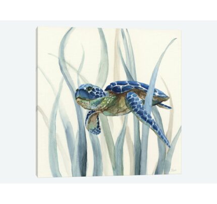 Turtle in Seagrass II’ Print on Canvas - Chic Decora