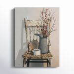 Watering Can on Chair’ by Cecile Baird Print on Canvas - Chic Decora