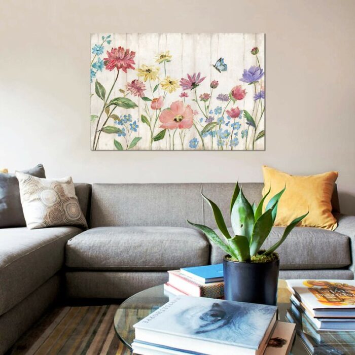 Wildflower Flutter on Wood’ by Nan – Wrapped Canvas Graphic Art Print - Chic Decora